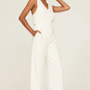 Club Monaco White V-Neck Wide-Leg Jumpsuit